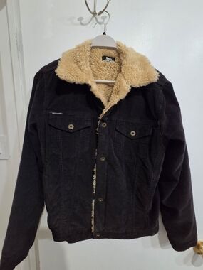 VINTAGE Dolce & Gabbana Black Corduroy Bomber Jacket with Cream Sherpa Collar
